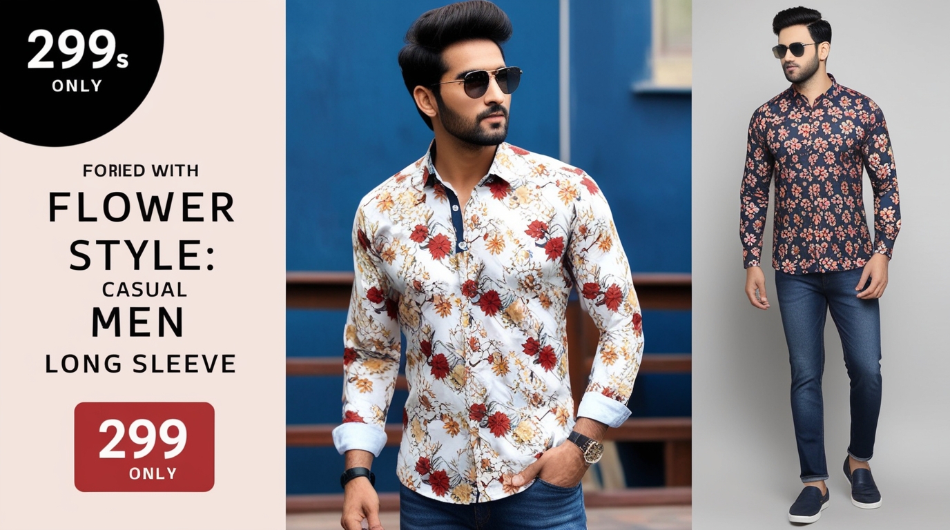 299 rs only flower style casual men shirt long sleeve thesparkshop.in