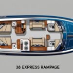 Floor plan of the 2003 38 Express Rampage yacht layout.