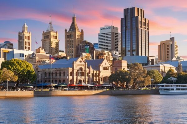 A vibrant view of adelaide cbd - 0412485090 with shopping streets, cafes, and bustling city life.